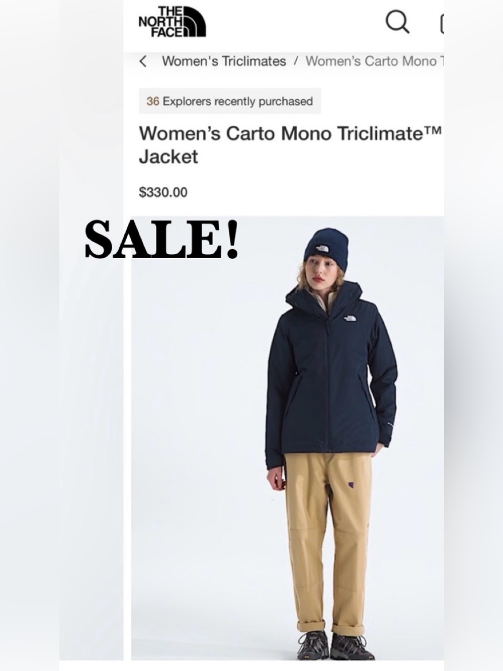 The North Face Women's Triclimate Hooded Jacket- size Large- black NEW with tags